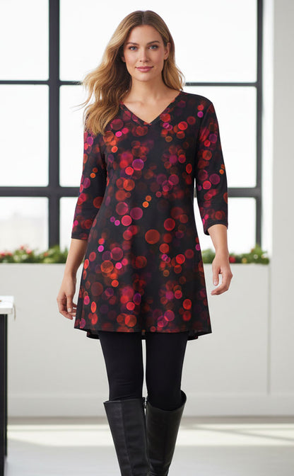 Holiday Print Tunic-Black Red Plaids