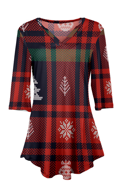 Holiday Print Tunic-Black Red Plaids