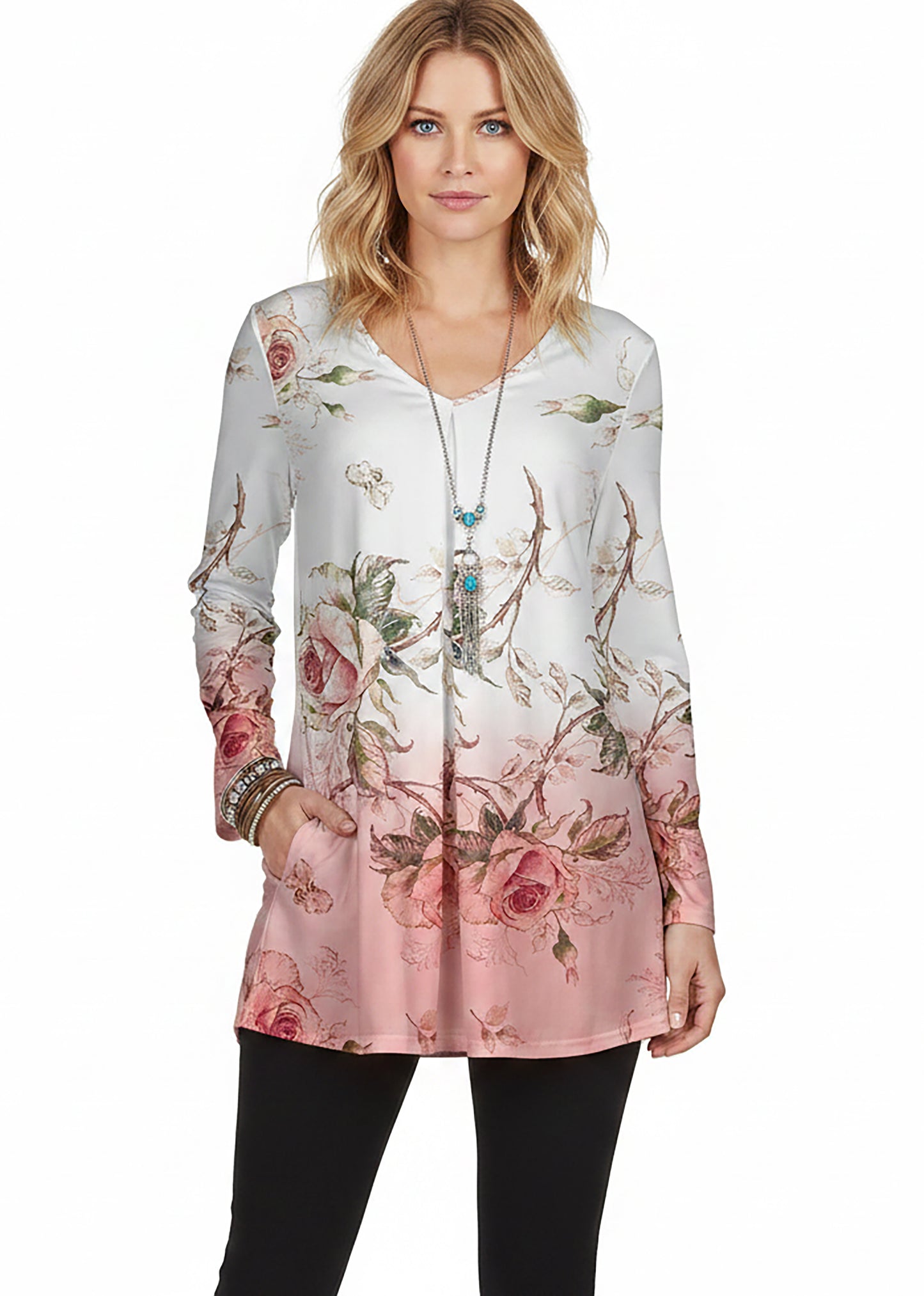 Long Sleeves Tunic-Artsy Print