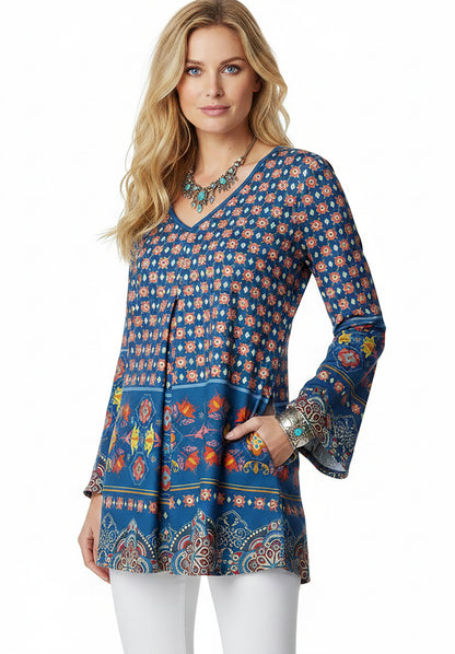 Long Sleeves Tunic-Artsy Print