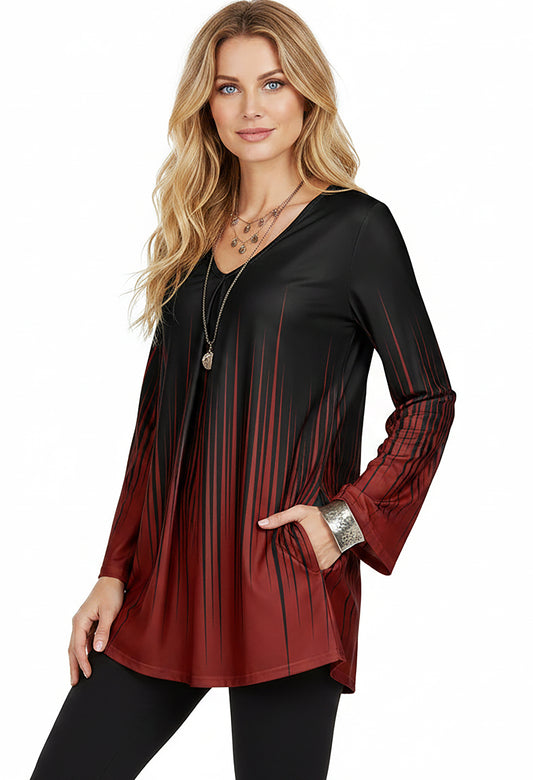 Long Sleeves Tunic-Abstract Strips