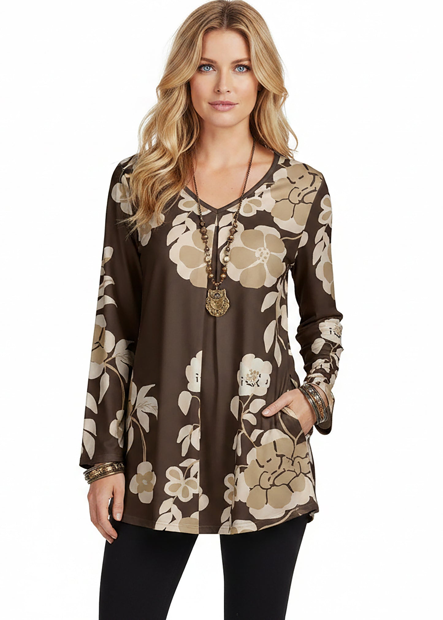Long Sleeves Tunic-Artsy Print