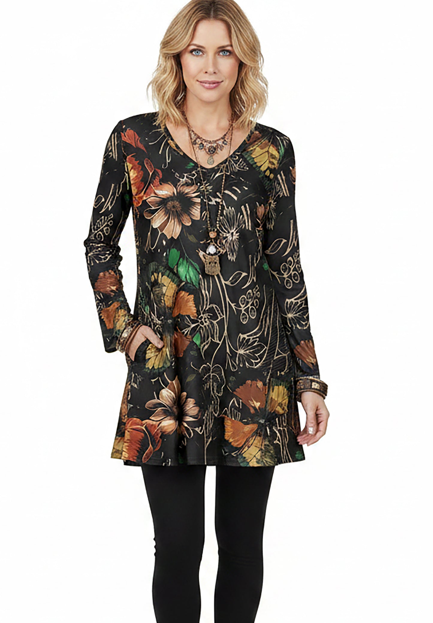 Long Sleeves Tunic-Artsy Print