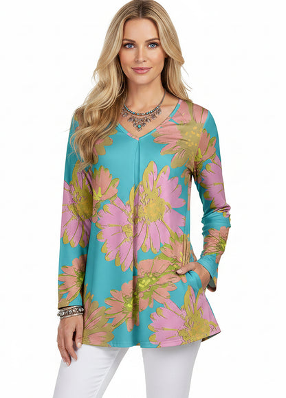 LONG SLEEVES TUNIC-Jeans Blue Vintage