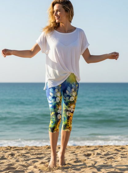 Capri Leggings-Orange Red