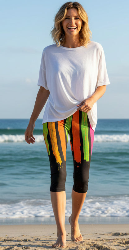 Capri Leggings-Orange Red