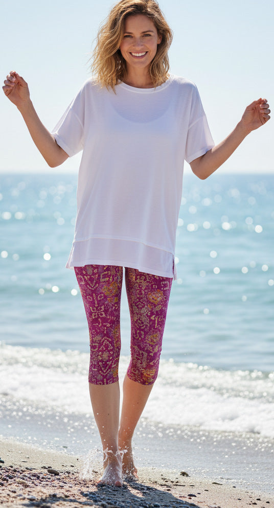 Capri Leggings-Orange Red
