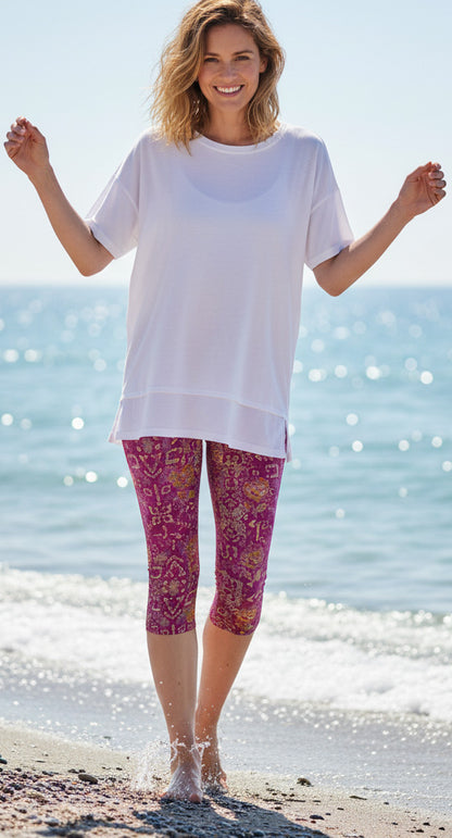 Capri Leggings-Orange Red