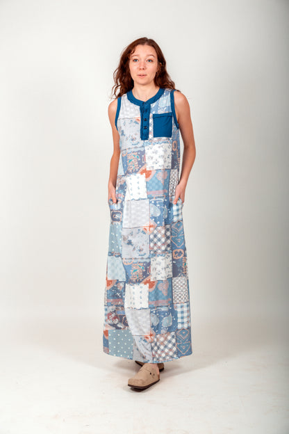 Mineral-Washed Black Cotton Maxi Dress (D240009 Mineral-Washed Black )