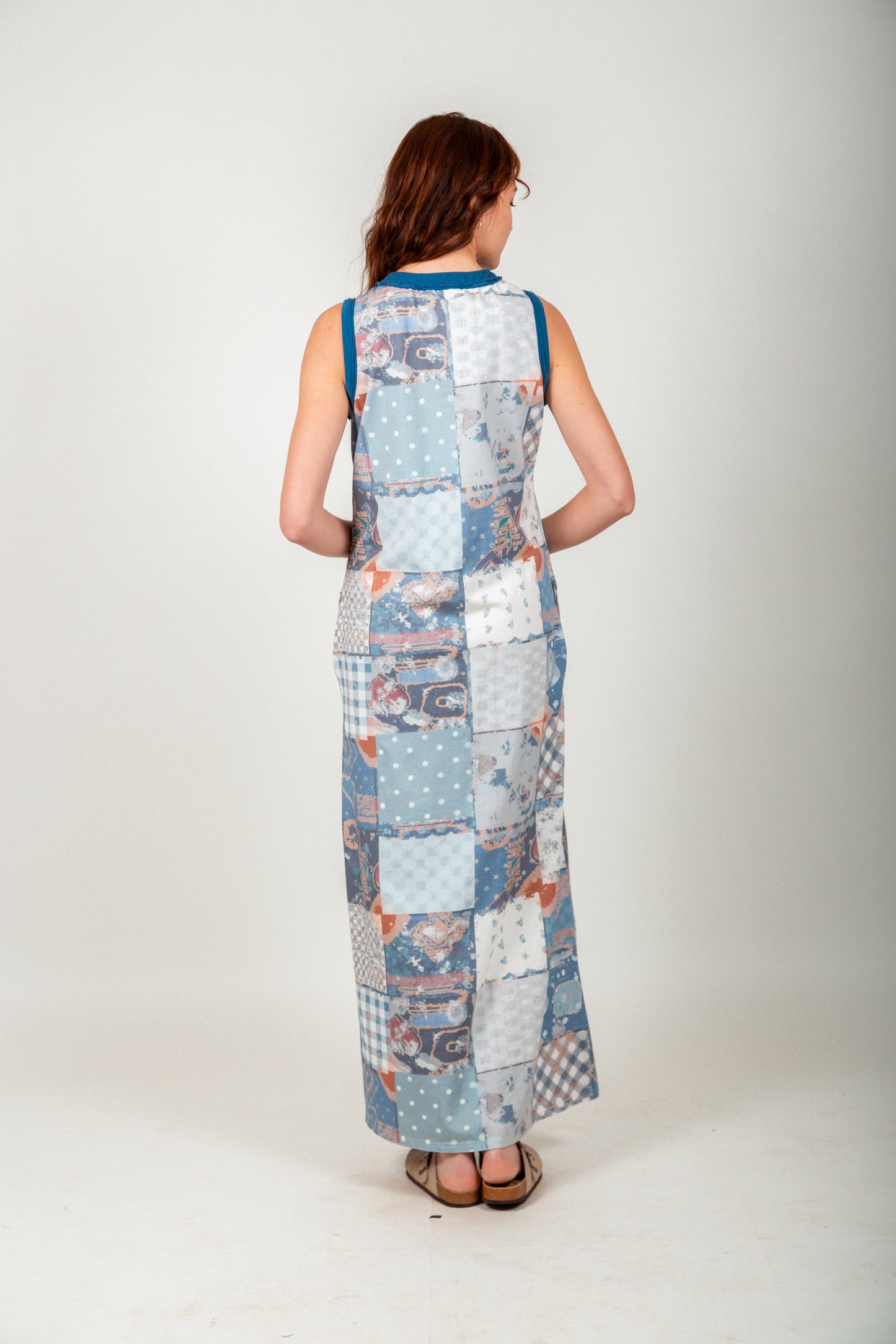 Mineral-Washed Black Cotton Maxi Dress (D240009 Mineral-Washed Black )