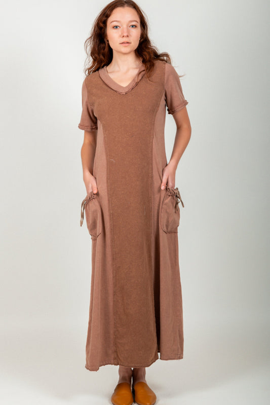 Vintage Harmony Maxi Dress (SKU  #D2400025 BROWN )