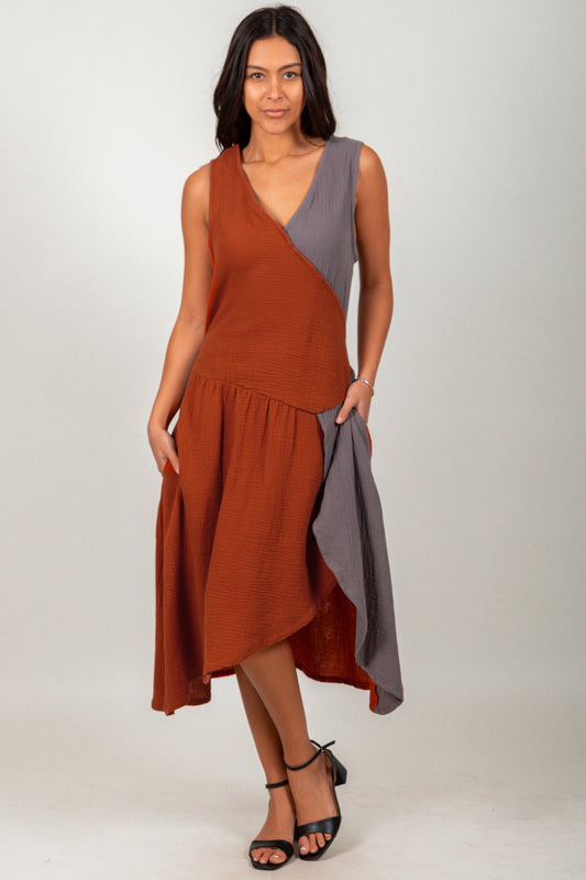 Vintage Breeze Gauze Maxi Dress (sku #D2400034 RUST MULTI)