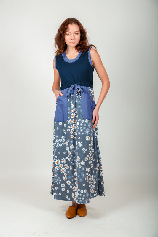 Boho Bloom Maxi Dress ( D240004 Navy)