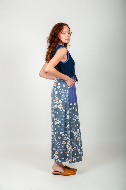 Boho Black-Grey Patched Maxi Dress ( D240004 Mineral-Washed Black Grey)