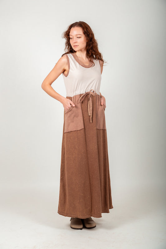 Boho Harmony Maxi Dress ( D240004 Mineral-Washed Brown)