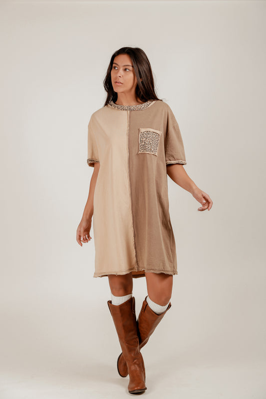 Champagne Hue Mineral-Washed Cotton Dress (D240007 Champagne)