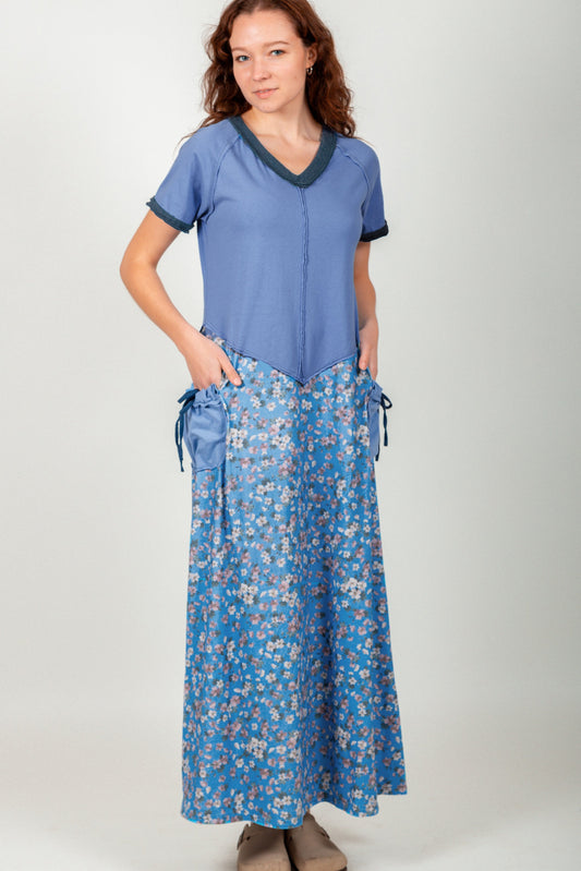 Boho Flora Maxi Dress (sku #D240015 T BLUE )