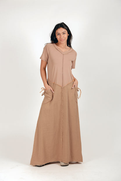 Boho Blue Flora Maxi Dress (D240015 Blue )