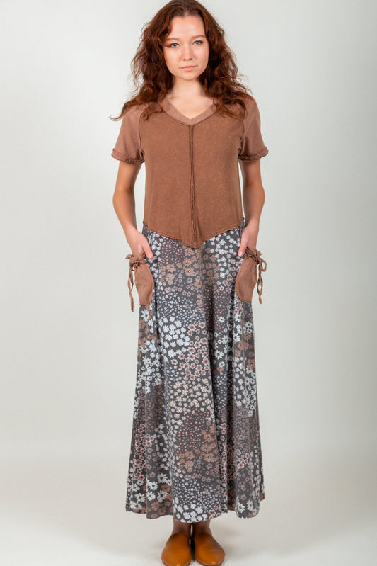 Boho Flora Maxi Dress  (SKU #D240015 T brown)