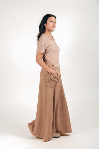 Boho Blue Flora Maxi Dress (D240015 Blue )