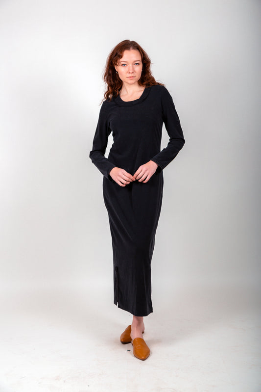 Ribbed Elegance Ribbed Maxi Body Dress (D240022 Mineral Washed Black )