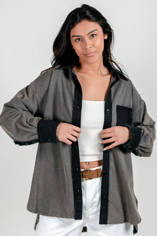 100% Cotton Oversized Shirt with Embroidered Back (sku# D230023-1 )