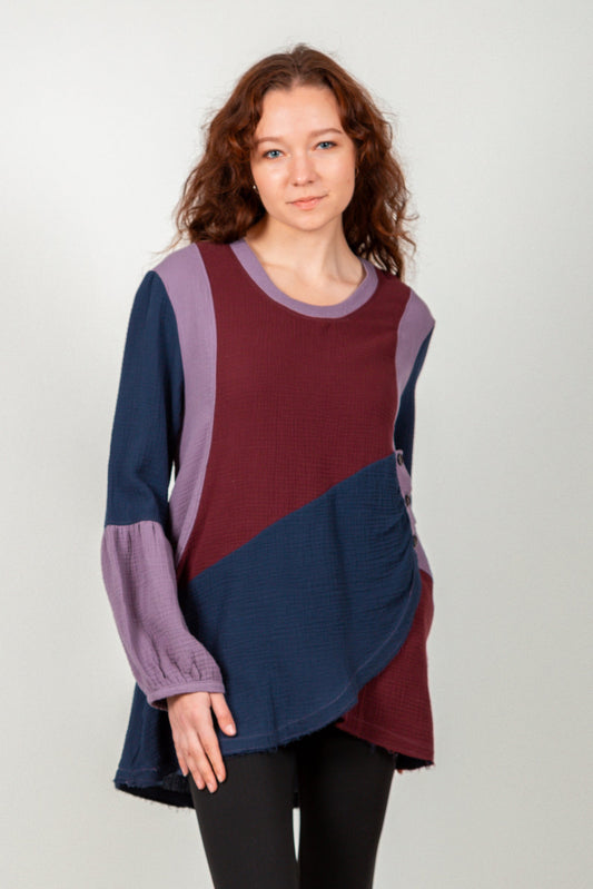 Vintage Charm Gauze Tunic (sku #D240027 MULTI COLORS )