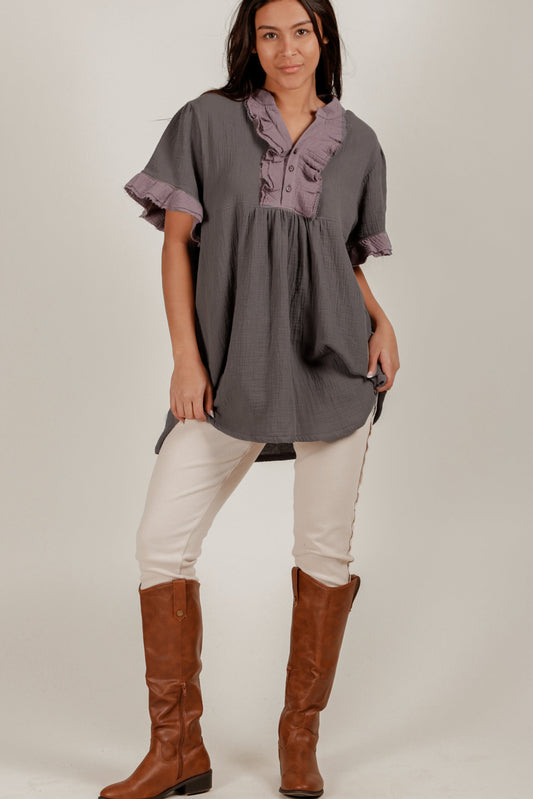 Vintage-Inspired 100% Cotton Crinkle Gauze Tunic  (sku # D240029 CHACO )