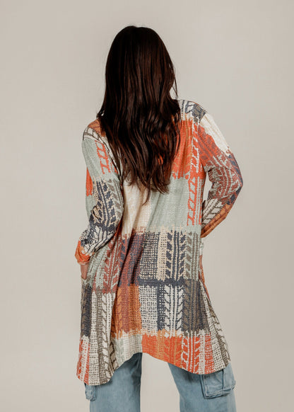 Multicolor Patchwork Print Cardigan