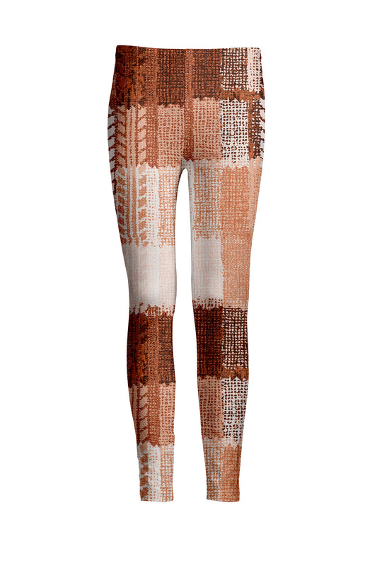 Bold Print Leggings-Brown White