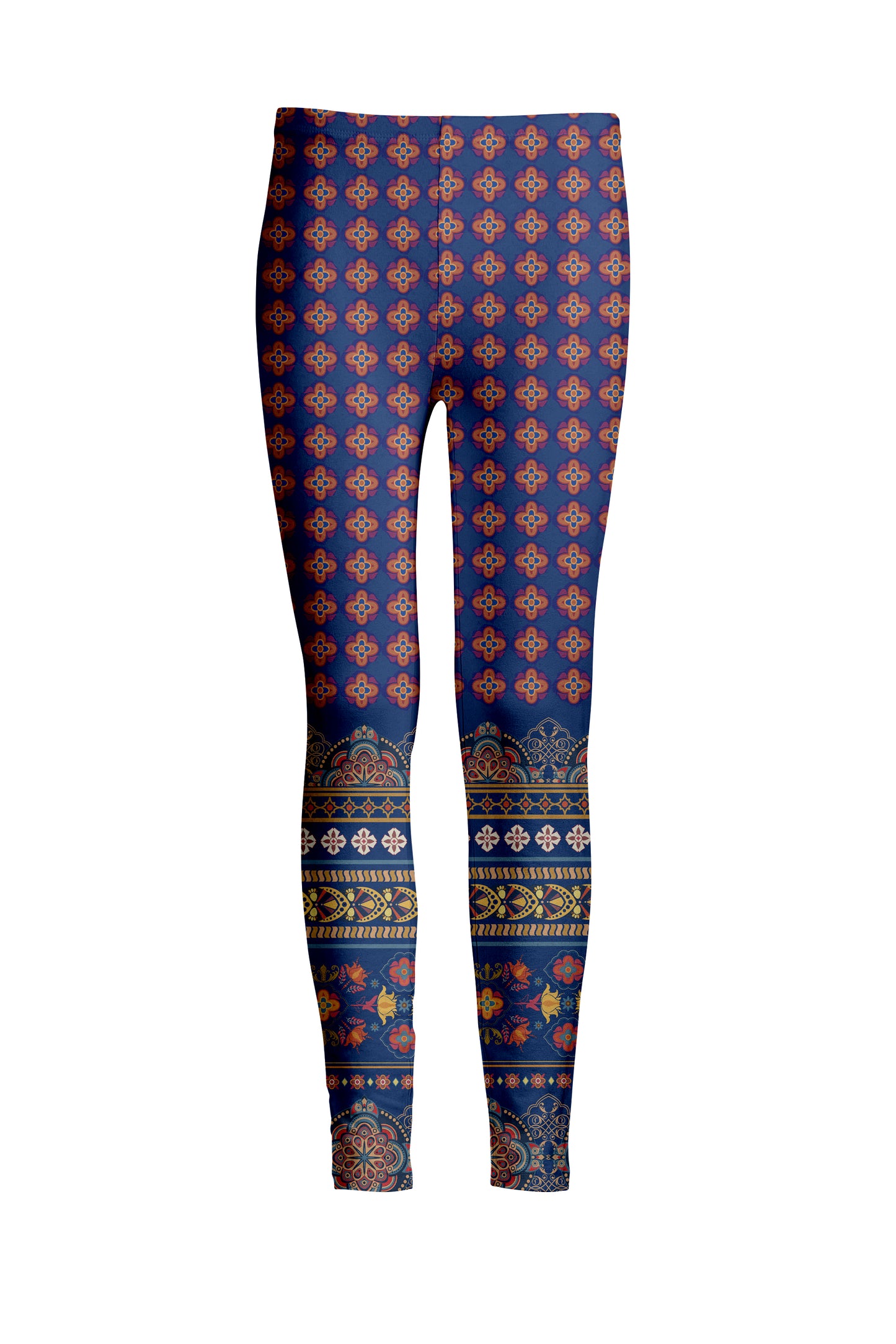 Bold Print Leggings-Brown White