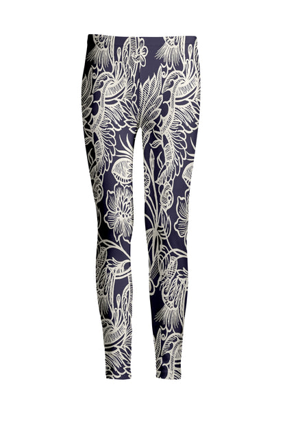 Bold Print Leggings-Navy White