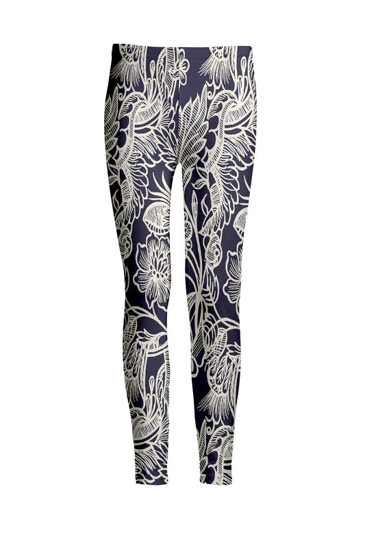 Bold Print Leggings-Navy White