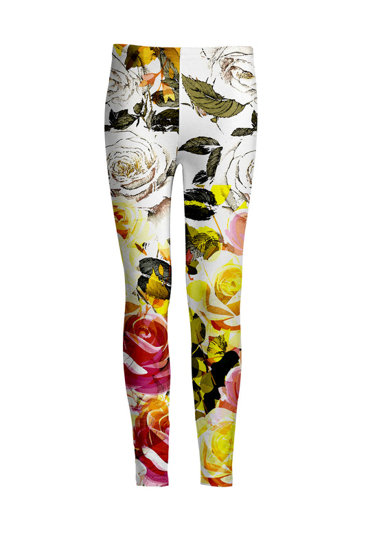 Bold Print Leggings-Yellow White