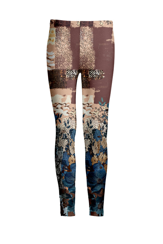 Bold Print Leggings-Brown Multi