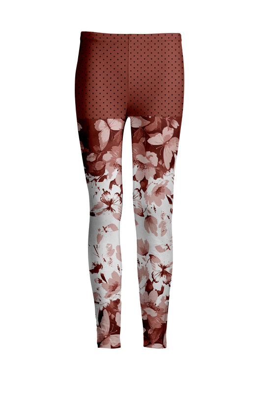 Bold Print Leggings-Rust White
