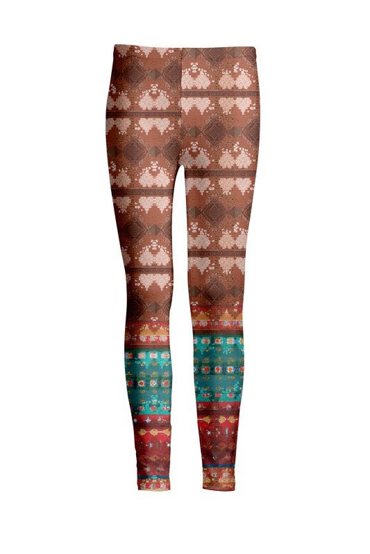 Bold Print Leggings-Brown White
