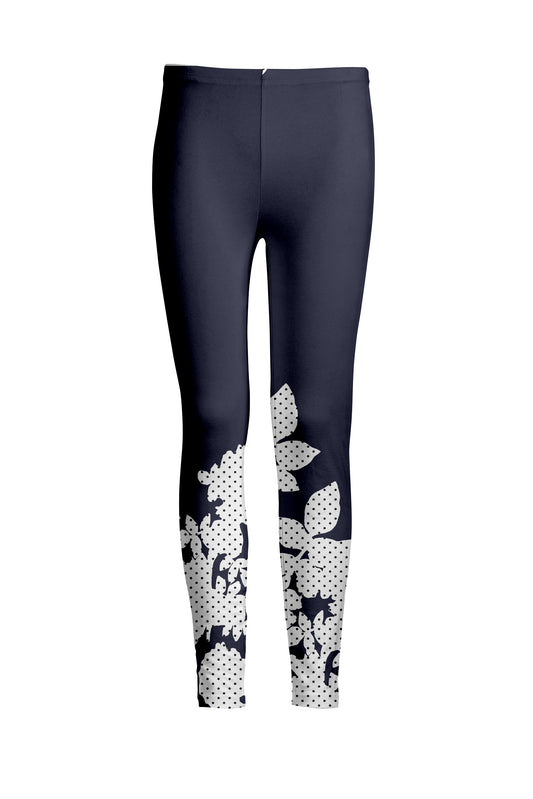 Bold Print Leggings-Navy White