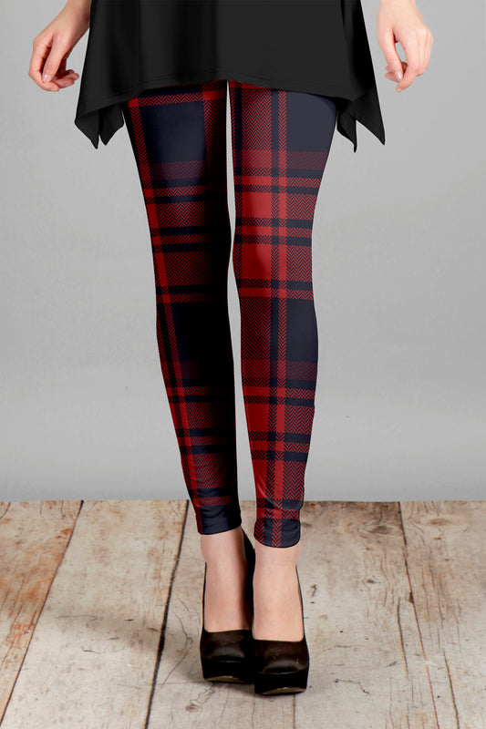 Bold Print Leggings-Red Navy