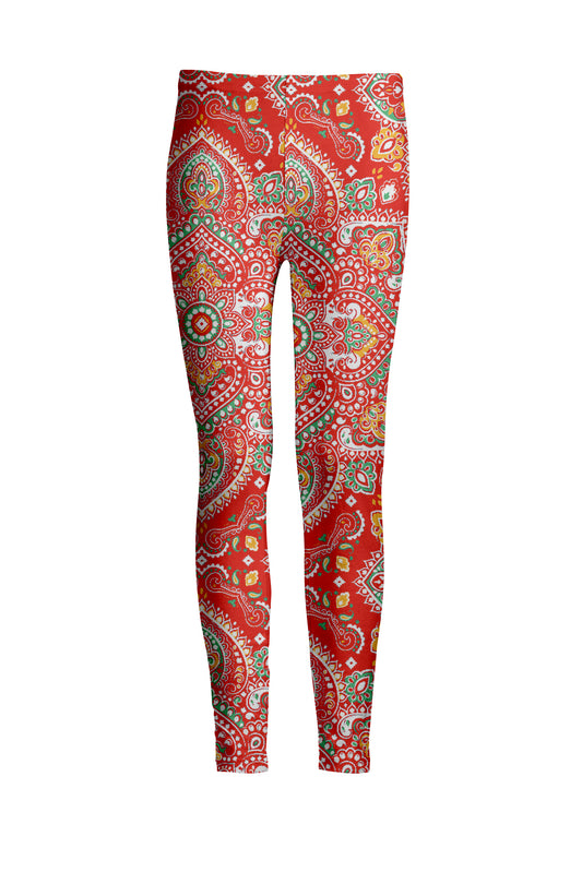 Bold Print Leggings-Red Whhite