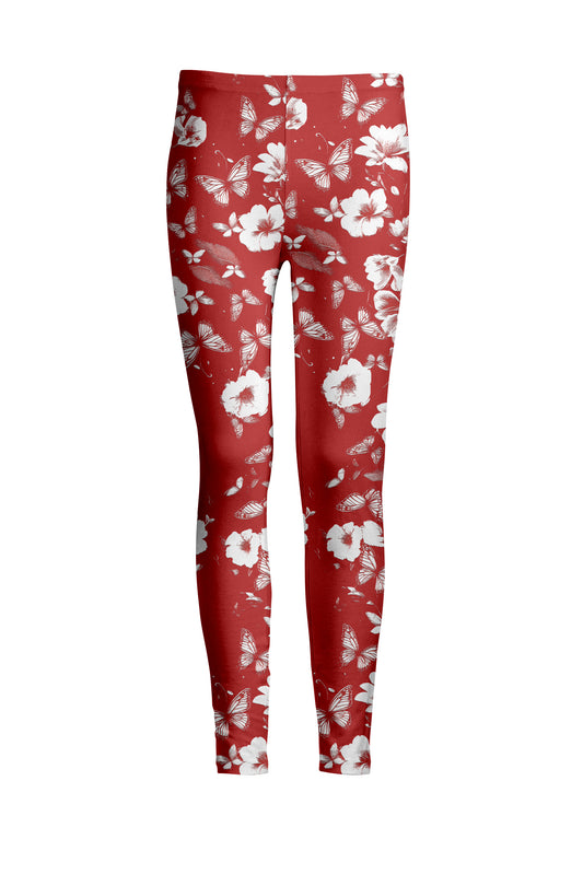 Bold Print Leggings-Rust Red White