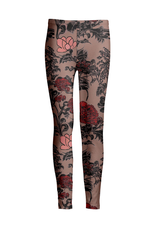Bold Print Leggings-Black Red