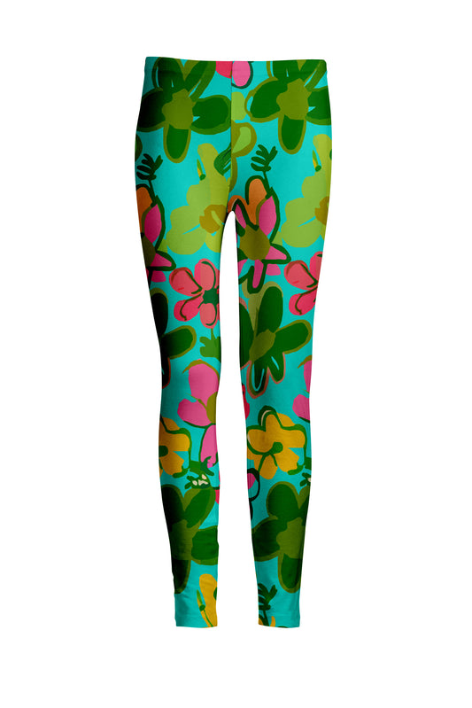 Bold Print Leggings-Green Multi