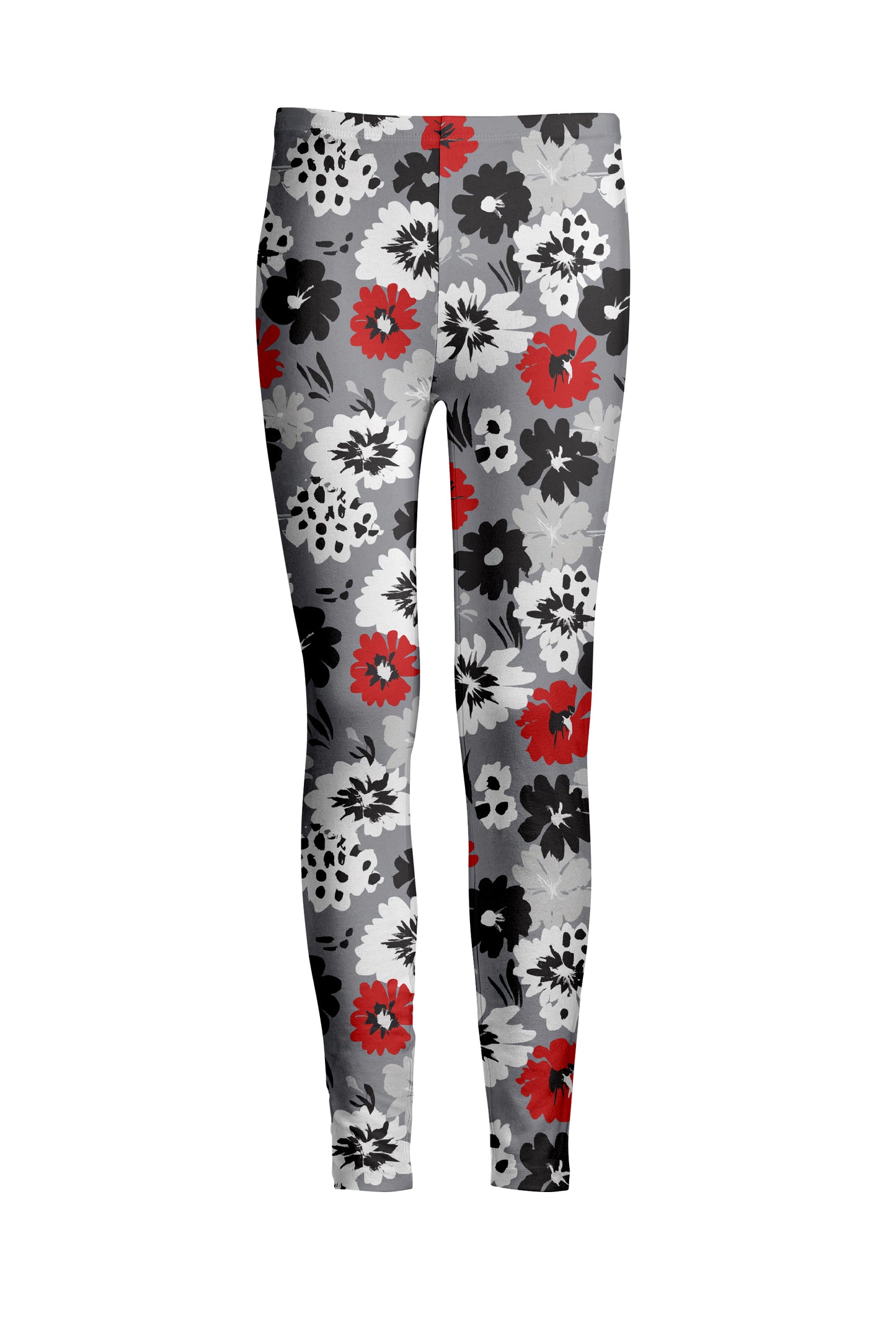 Bold Print Leggings-Black Red Boho