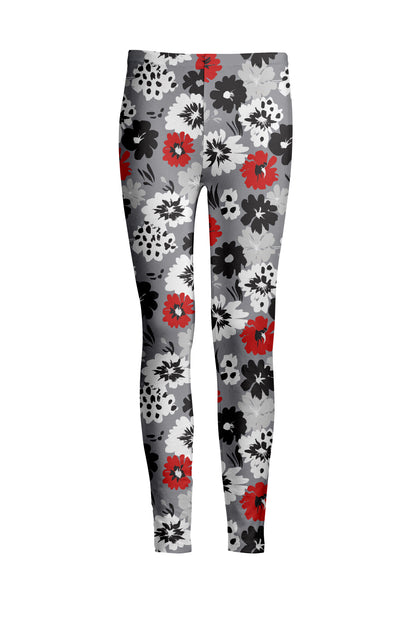 Bold Print Leggings-Black Red Boho