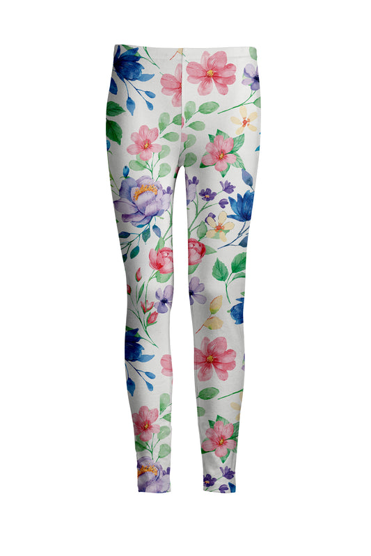 Bold Print Leggings-White Coral Floral