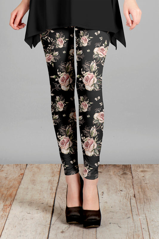 Bold Print Leggings-Black Pink