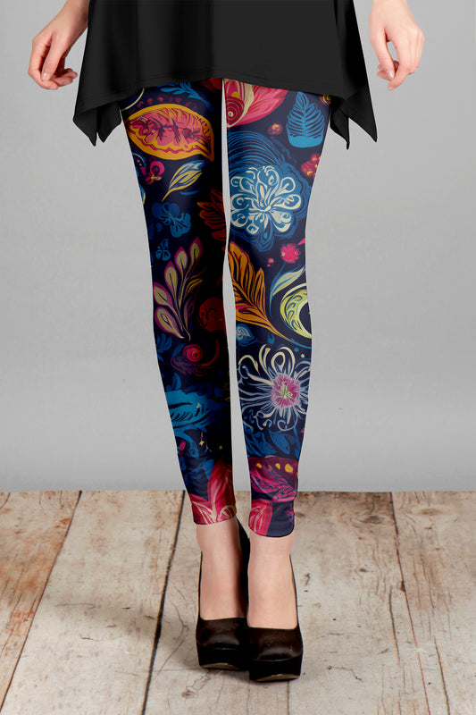 Bold Print Leggings-Blue Multi
