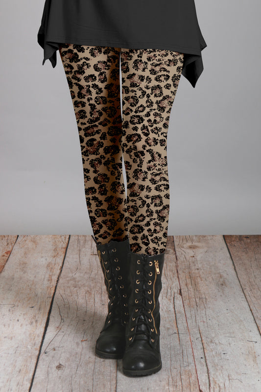 Bold Print Leggings-Brown Animal