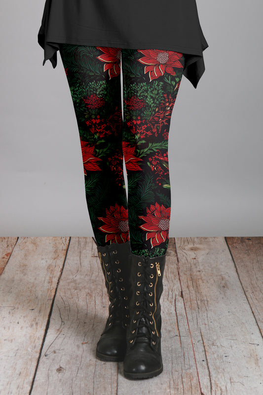 Bold Print Leggings-Black Red